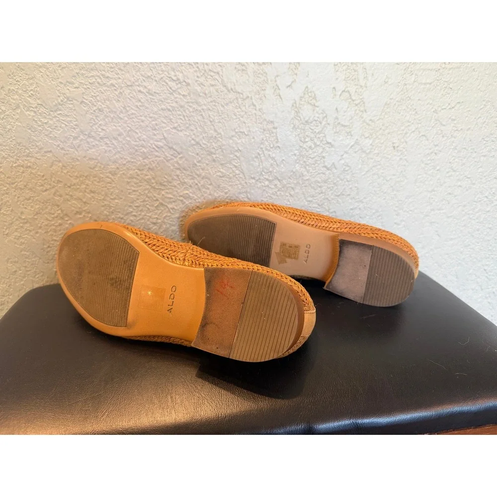 Aldo Mens Woven Raffia Style Loafers Tan Chevron Slip On Shoes Size 9 EUR 42